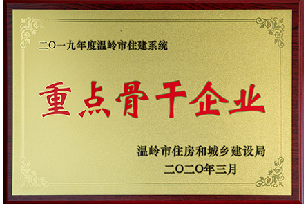 2019年度温岭市住建系统重点骨干企业